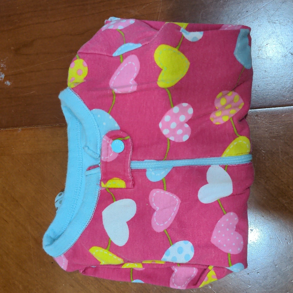 Gerber Pink Heart Print Baby Pajama Set with Yellow and Blue Accents